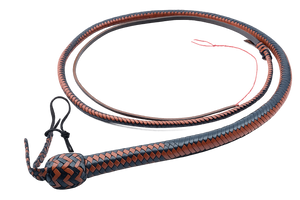 Snake Whip Black & Whisky Kangaroo Hide 12 Plait 3-6 ft