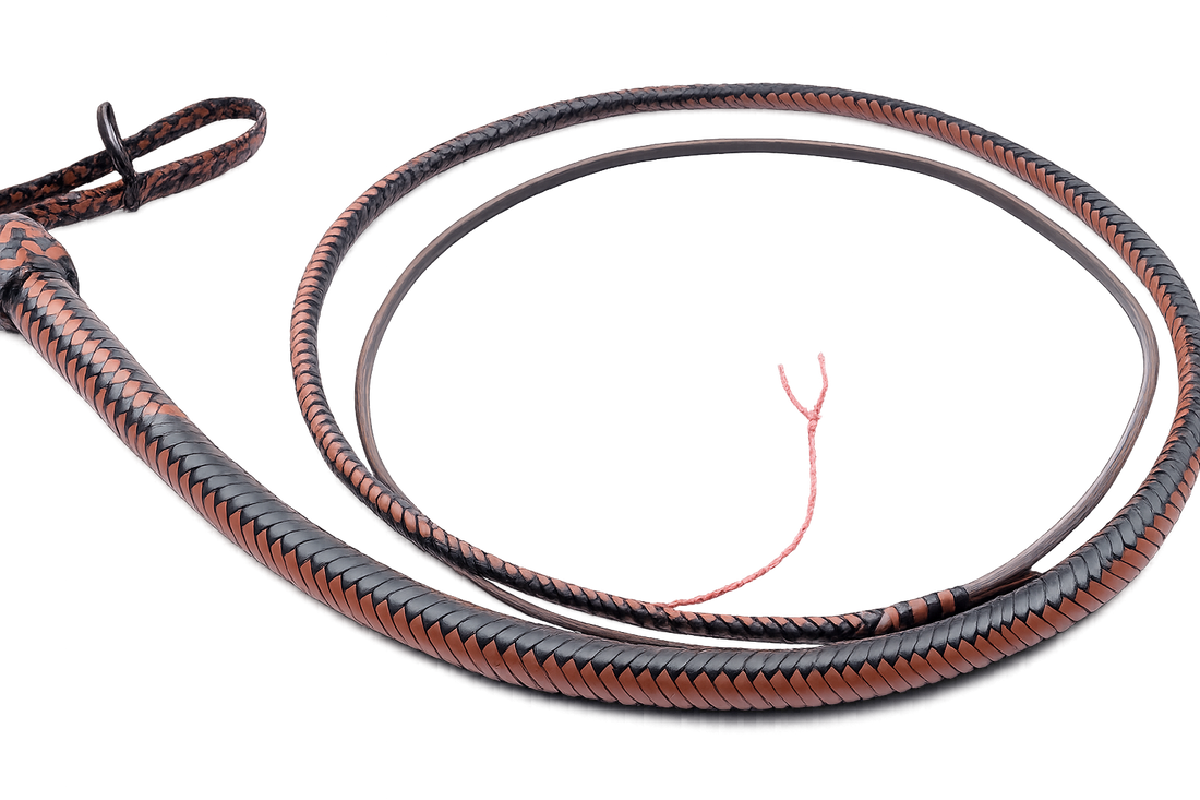 Snake Whip Black & Whisky Kangaroo Hide 12 Plait 3-6 ft
