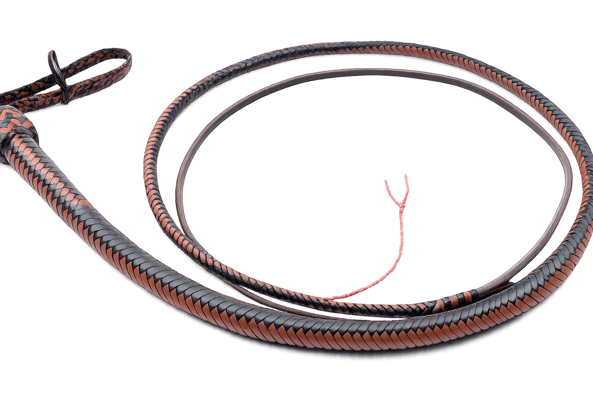 Snake Whip Black & Whisky Kangaroo Hide 12 Plait 3-6 ft