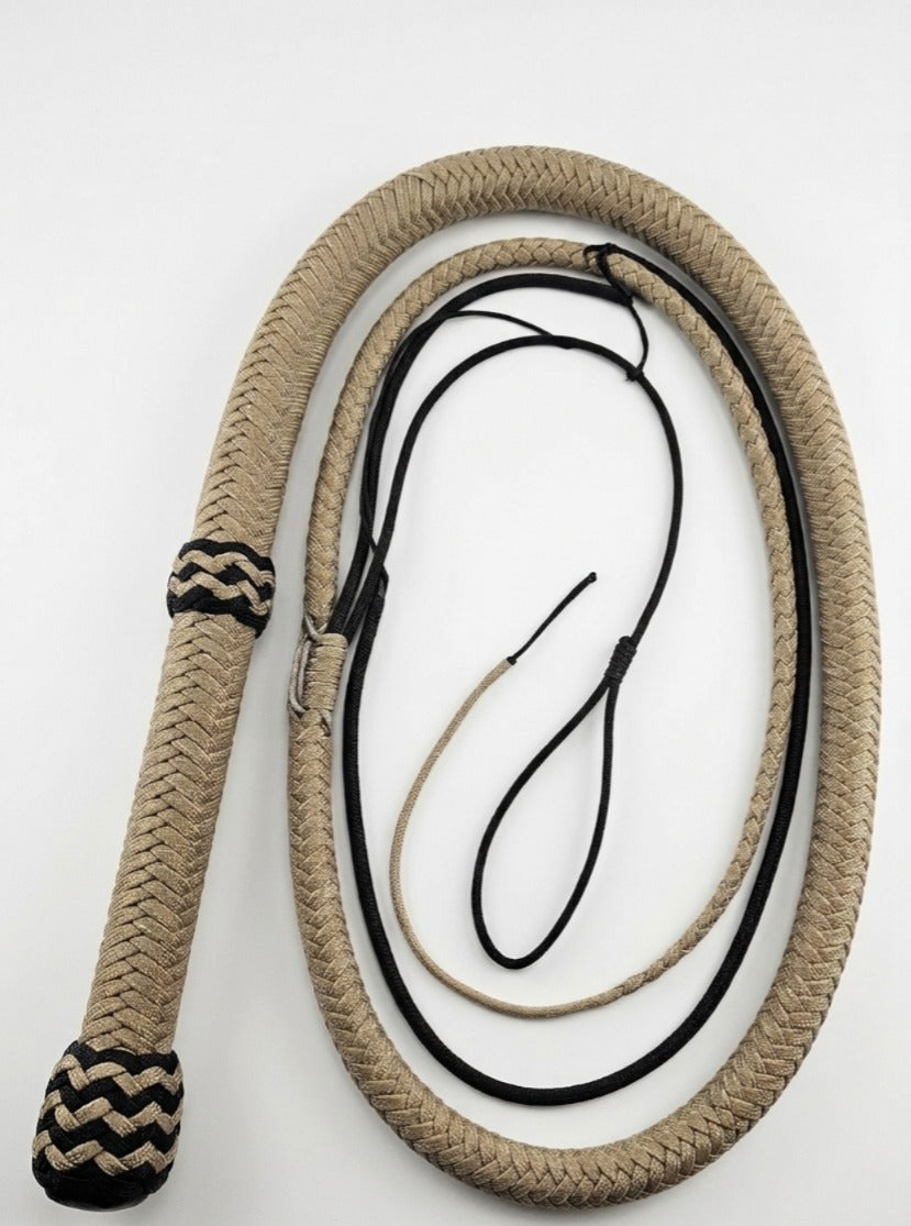 Snake Whip Gray and Black Paracord 2 Plaited Bellies-5 ft