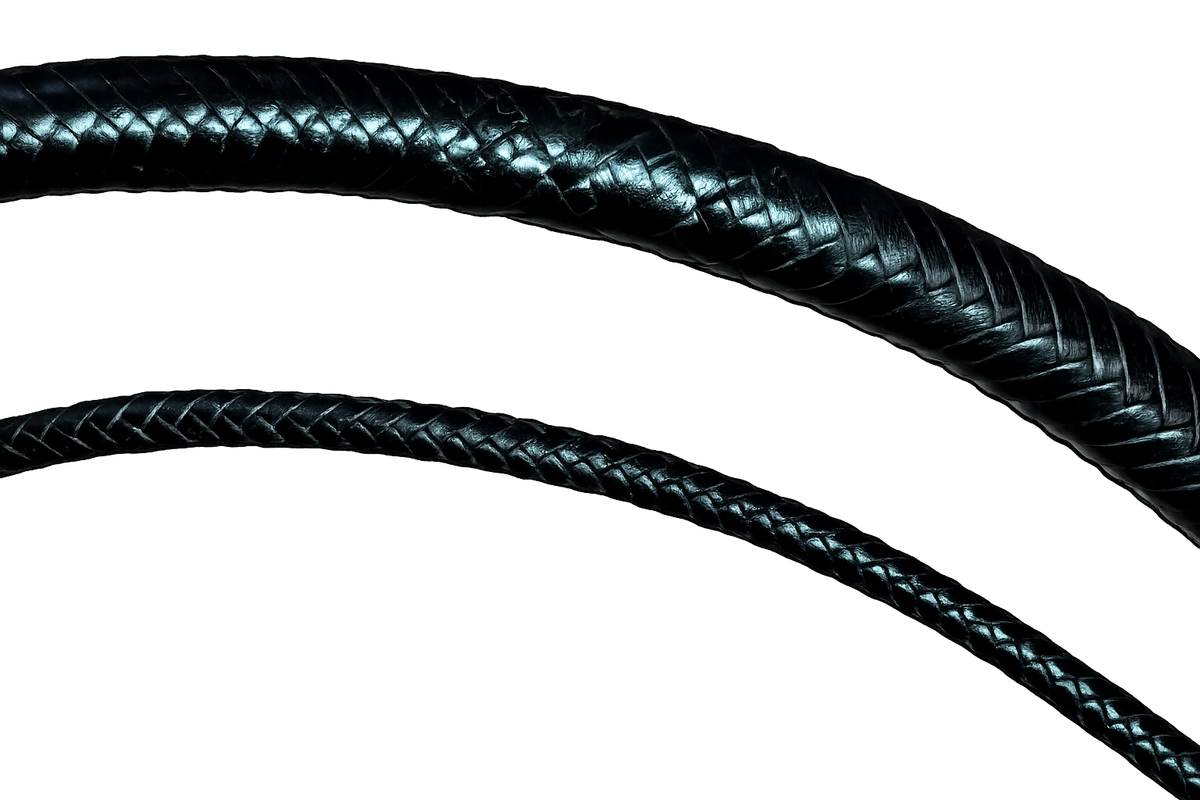 Snake Whip Pure Black Leather 16 Plait 8 Ft