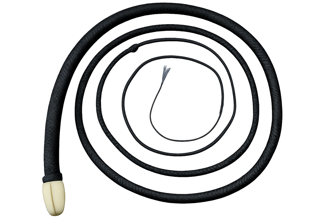 Snake Whip Solid Black Nylon 16 Plait 8 Ft