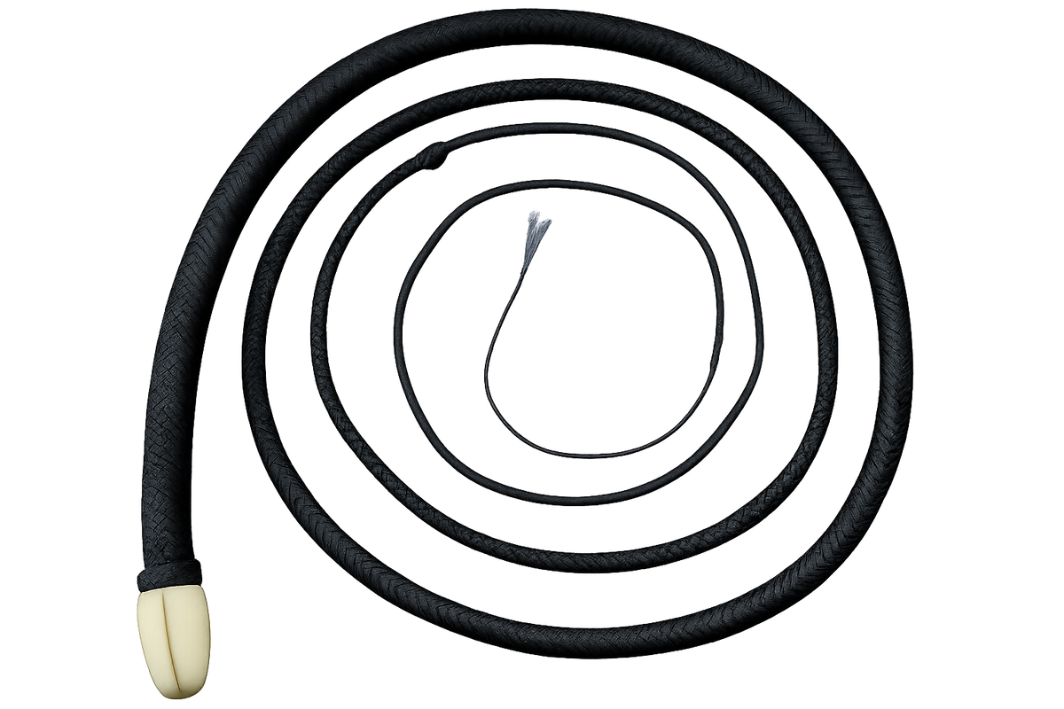 Snake Whip Solid Black Nylon 16 Plait 8 Ft