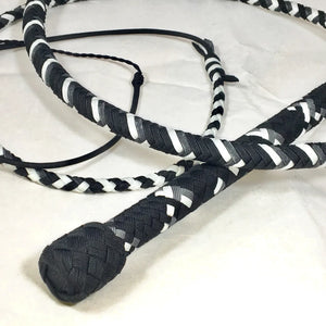 Stock Whip- Black & White Nylon -12 Plait 6ft