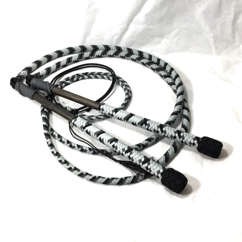 Stock Whip - Black & White Nylon 12 Plait 5ft