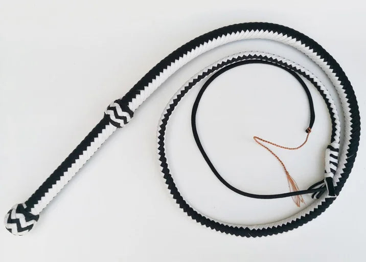 Lion Tamer Bull Whip - Black White Nylon 12-16 Plait 3-18ft