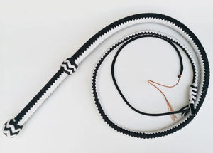 Lion Tamer Bull Whip - Black White Nylon 12-16 Plait 3-18ft