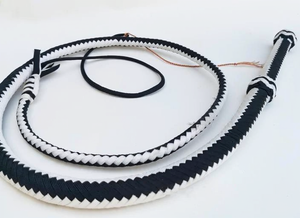 Lion Tamer Bull Whip - Black White Nylon 12-16 Plait 3-18ft