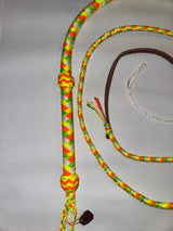 Bull Whip - Multicolor Paracord Nylon on Leather 16 Ply - 4ft to 8ft