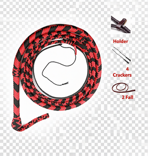 Bullwhip - Black and Red Nylon Leather -16plait 4ft to 14ft