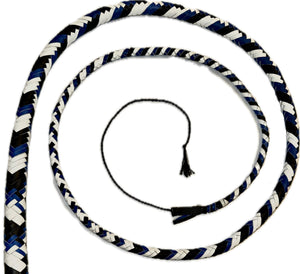Snake Whip Black, Blue & White Leather 12 Ply 4ft to 8ft