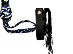 Snake Whip Black, Blue & White Leather 12 Ply 4ft to 8ft