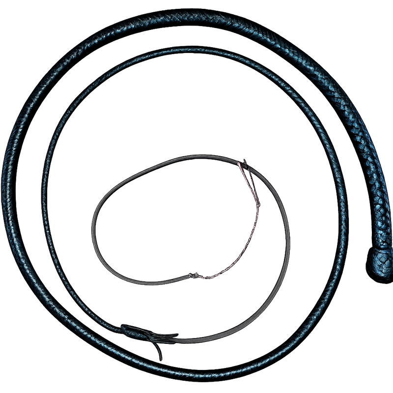 Snake Whip Pure Black Leather 16 Plait 8 Ft